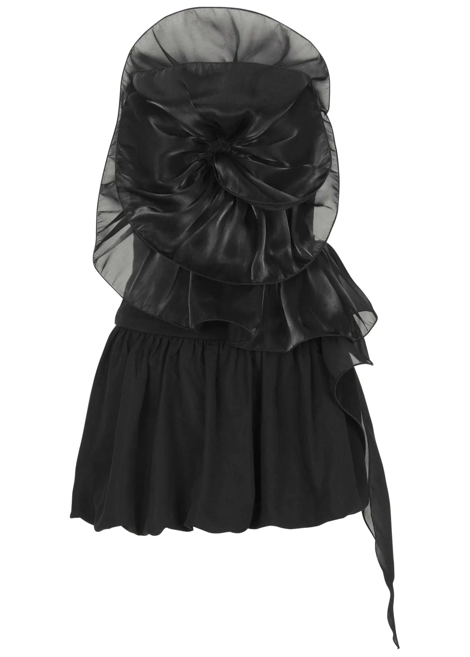 Rosette Bubble Mini Dress Jet Black