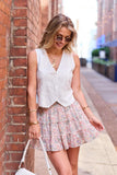 Through The Garden Ivory Multi Floral Skort