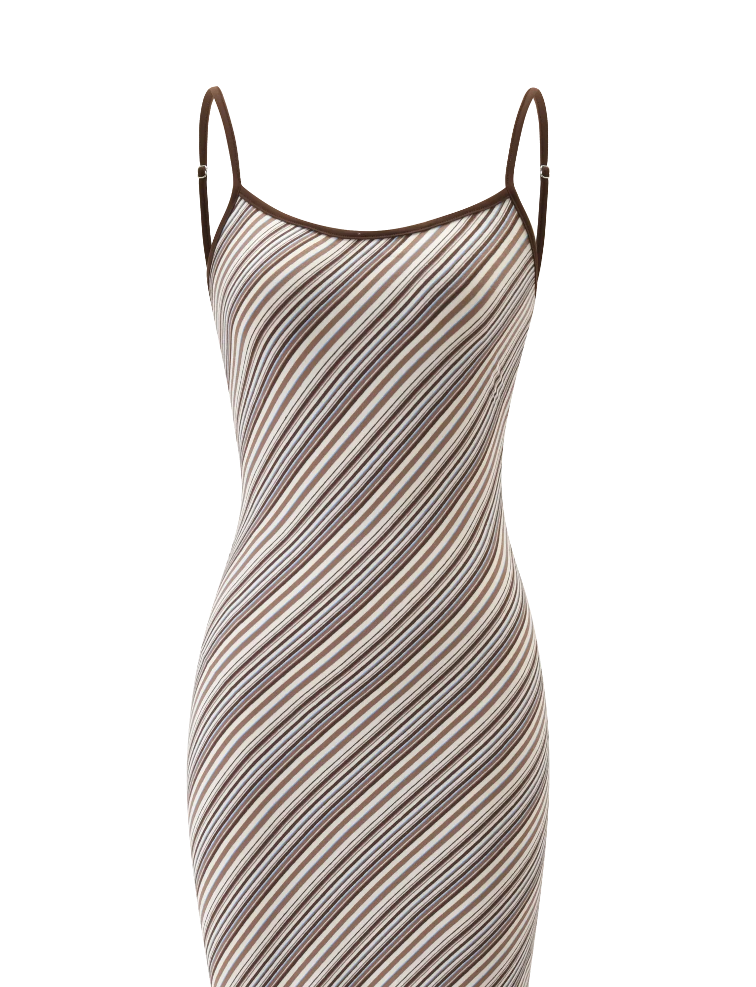 SLOANE MAXI DRESS TAN AND CHOC STRIPE