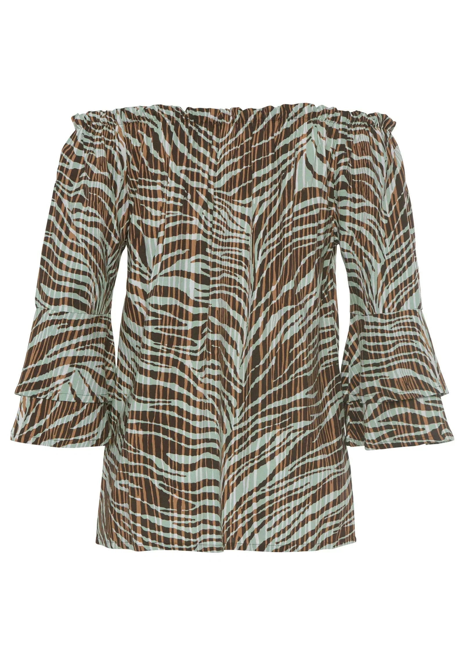 Off The Shoulder Top Brown Multi