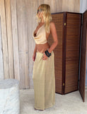 CYRENE SATIN COWL TOP GOLD