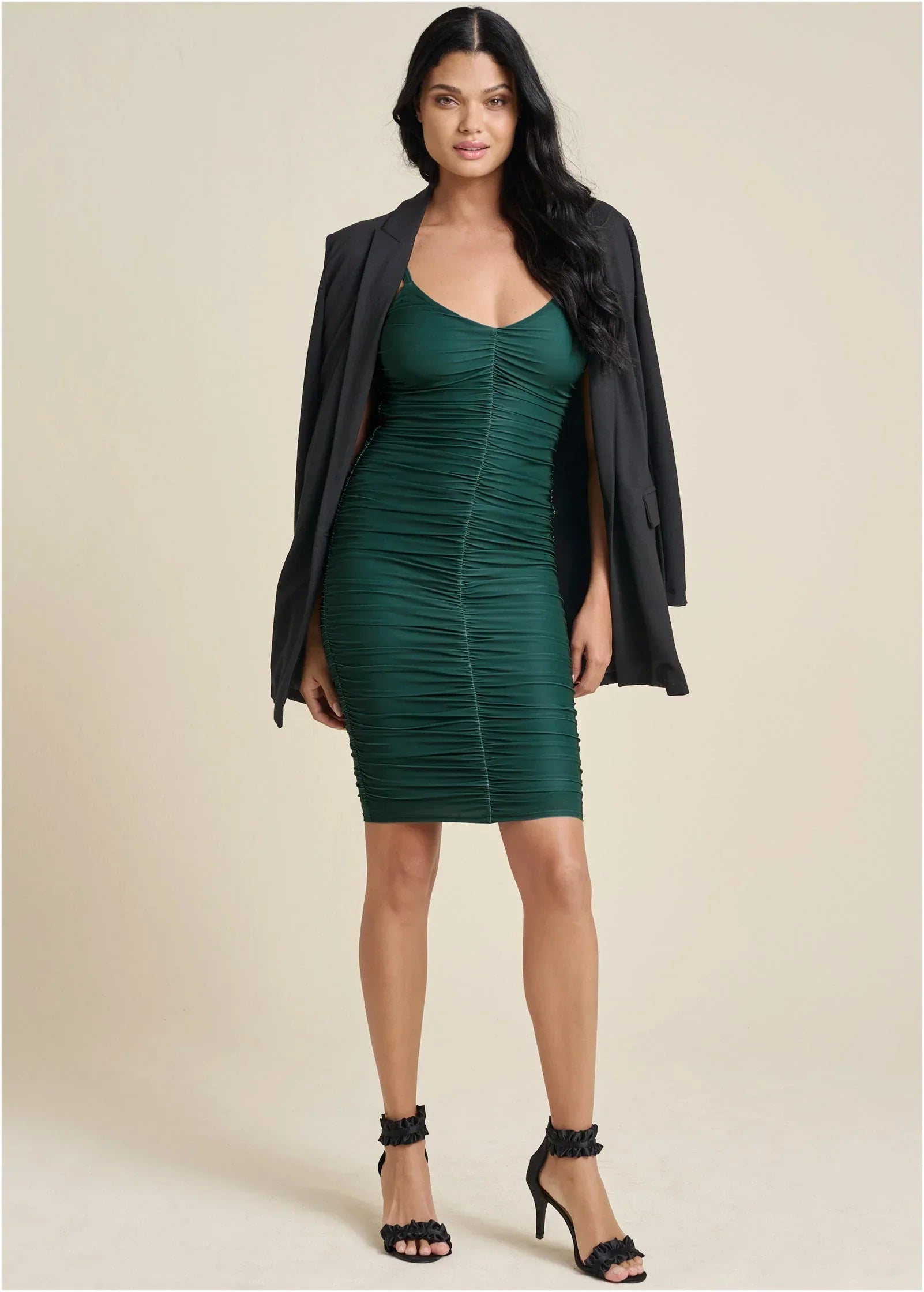 Ruched Mini Dress Green