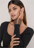 Ribbed Organza Sweater Jet Black