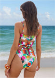 Scoop Neck Wrap Top Watercolor Geo Combo
