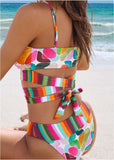 Scoop Neck Wrap Top Watercolor Geo Combo