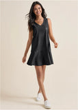 Faux Leather Mini Dress Jet Black