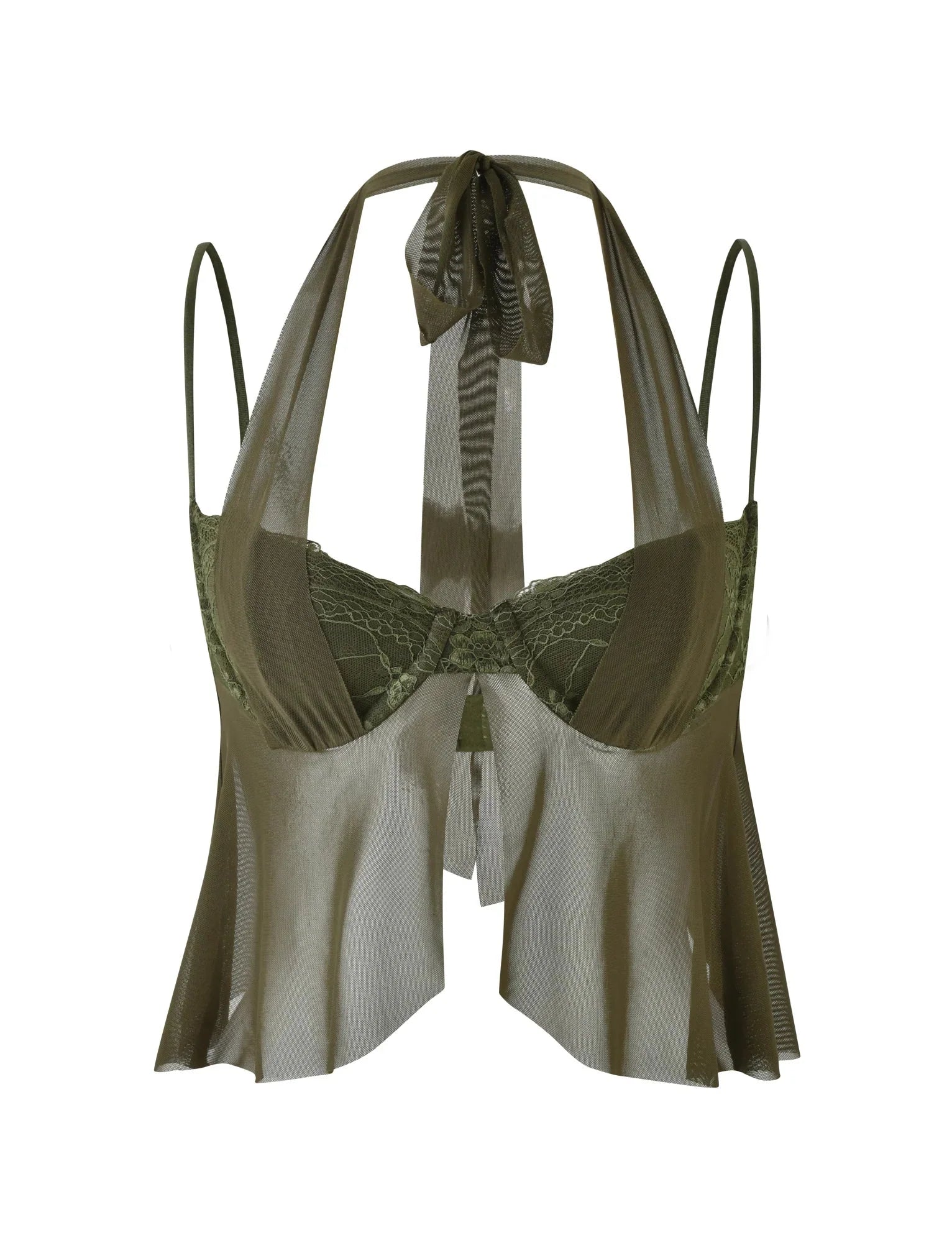 ADELINA TOP GREEN KHAKI GREEN IVORY