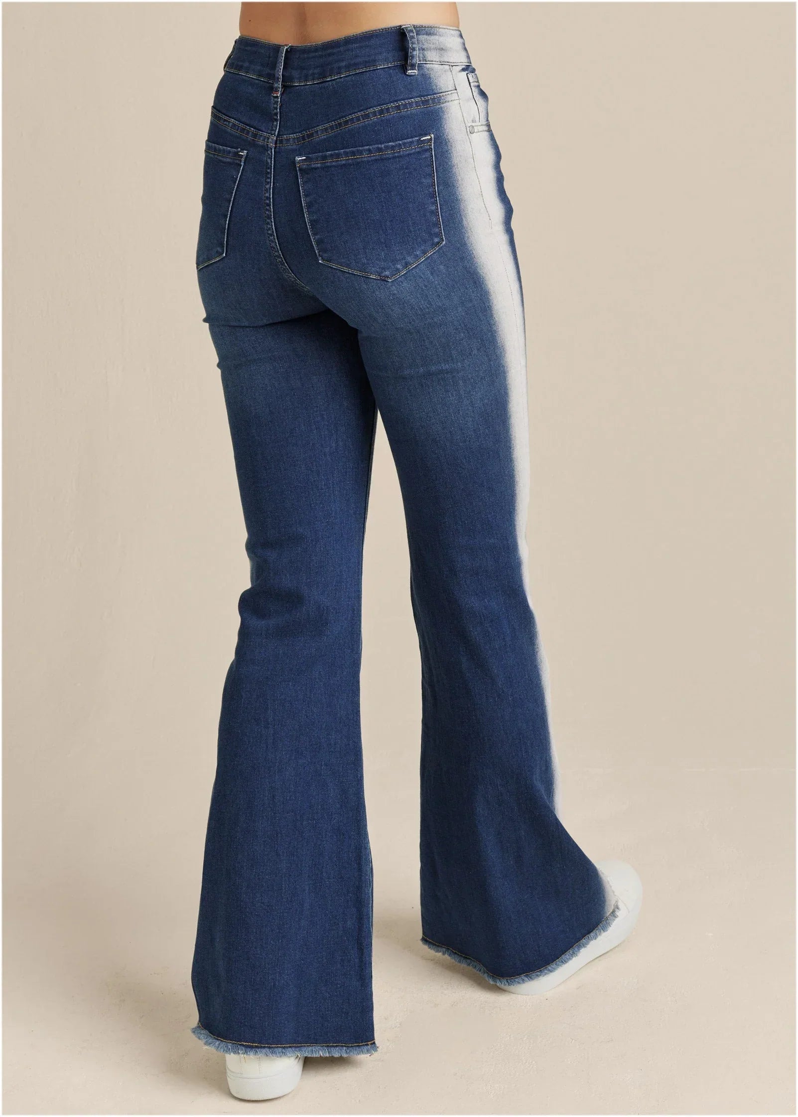 Side Stripe Flare Leg Jeans Denim Multi