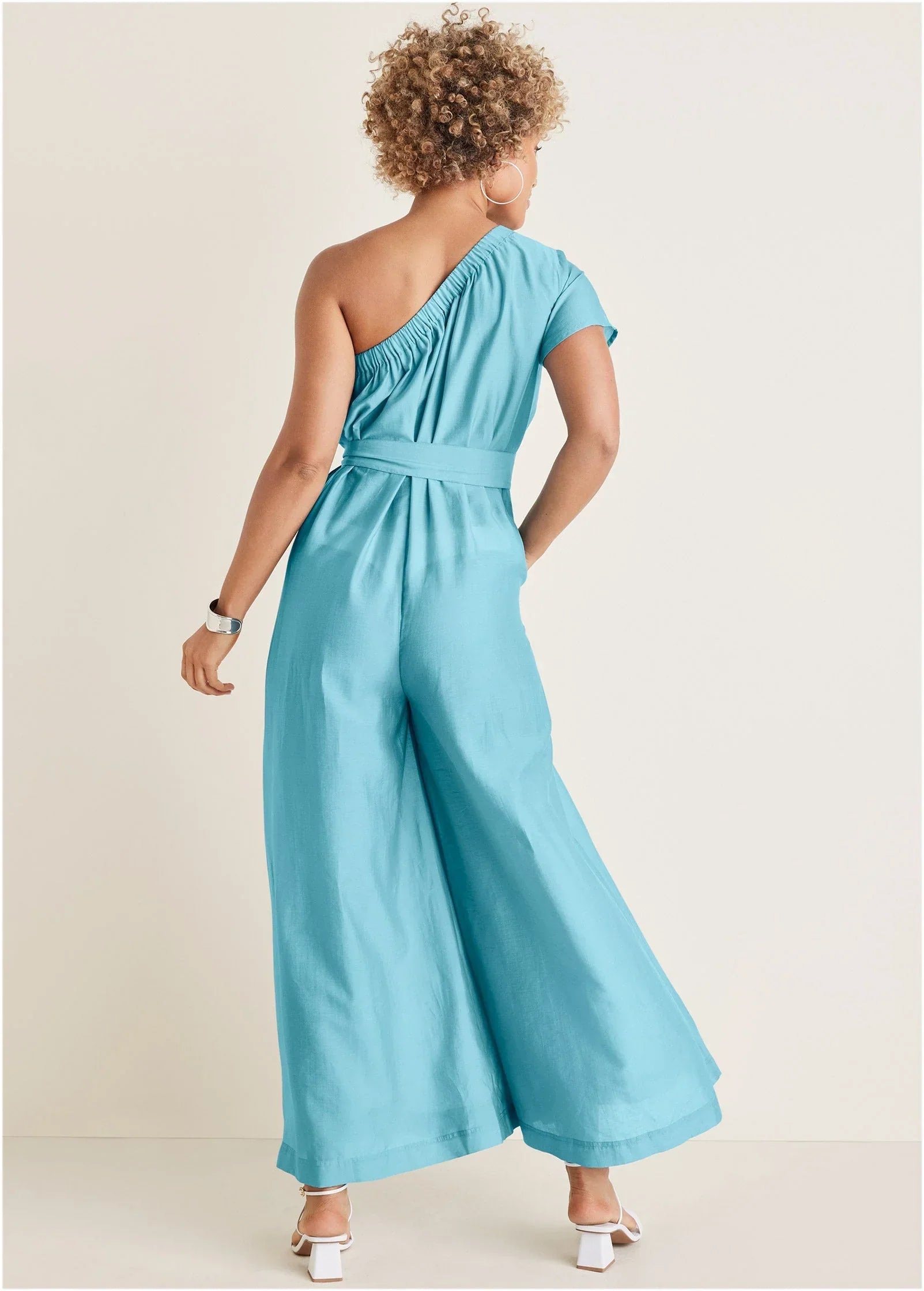 One Shoulder Jumpsuit Blue