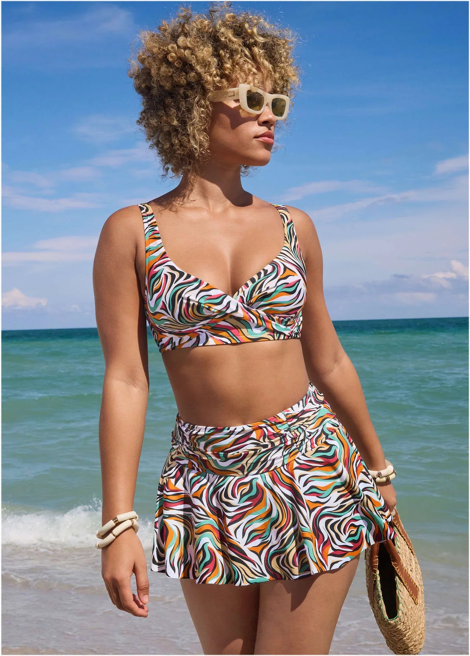 Lovely Lift Wrap Top Earth Swirls