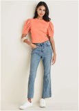 Eyelet Puff Sleeve Top Burnt Coral