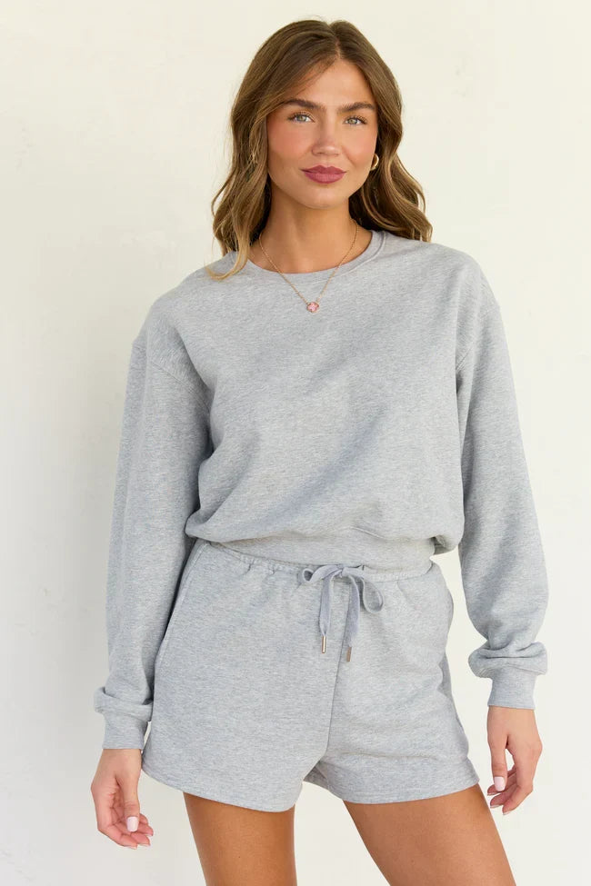Everyday Ease Light Grey Cropped Sweatshirt