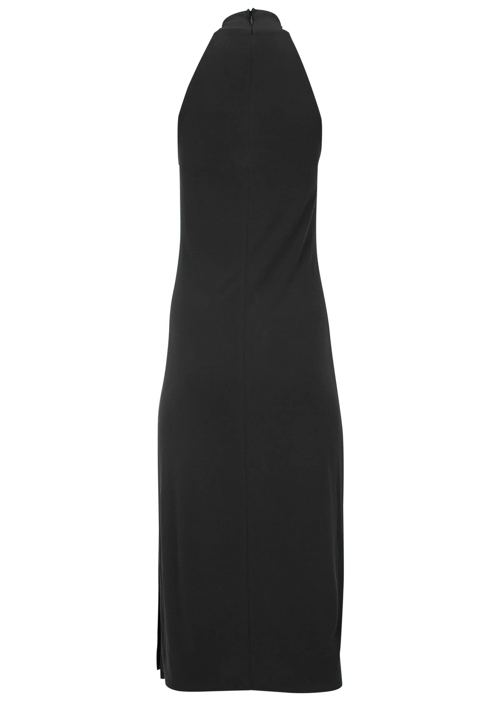 High Neck Midi Dress Jet Black