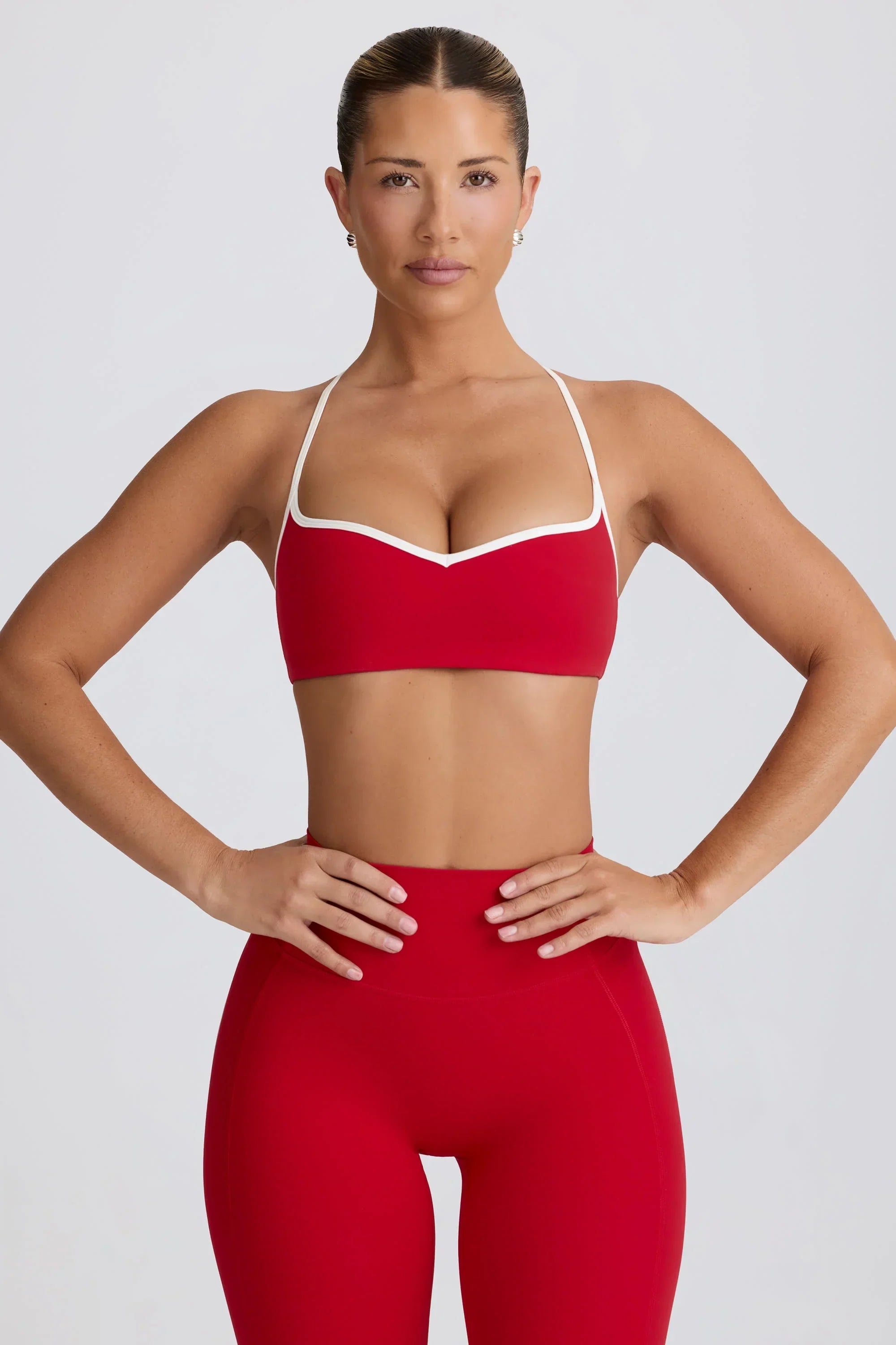Soft Active Sweetheart Neck Sports Bra in Hot Red