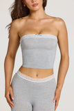 Modal Lace Trim Bandeau Top in Grey Marl
