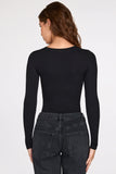 Ribbed Modal Long Sleeve Plunge Bodysuit in Black