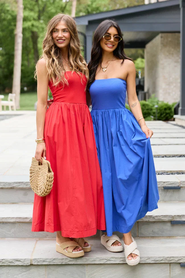 Kassie Cobalt Blue Strapless Maxi Dress SALE