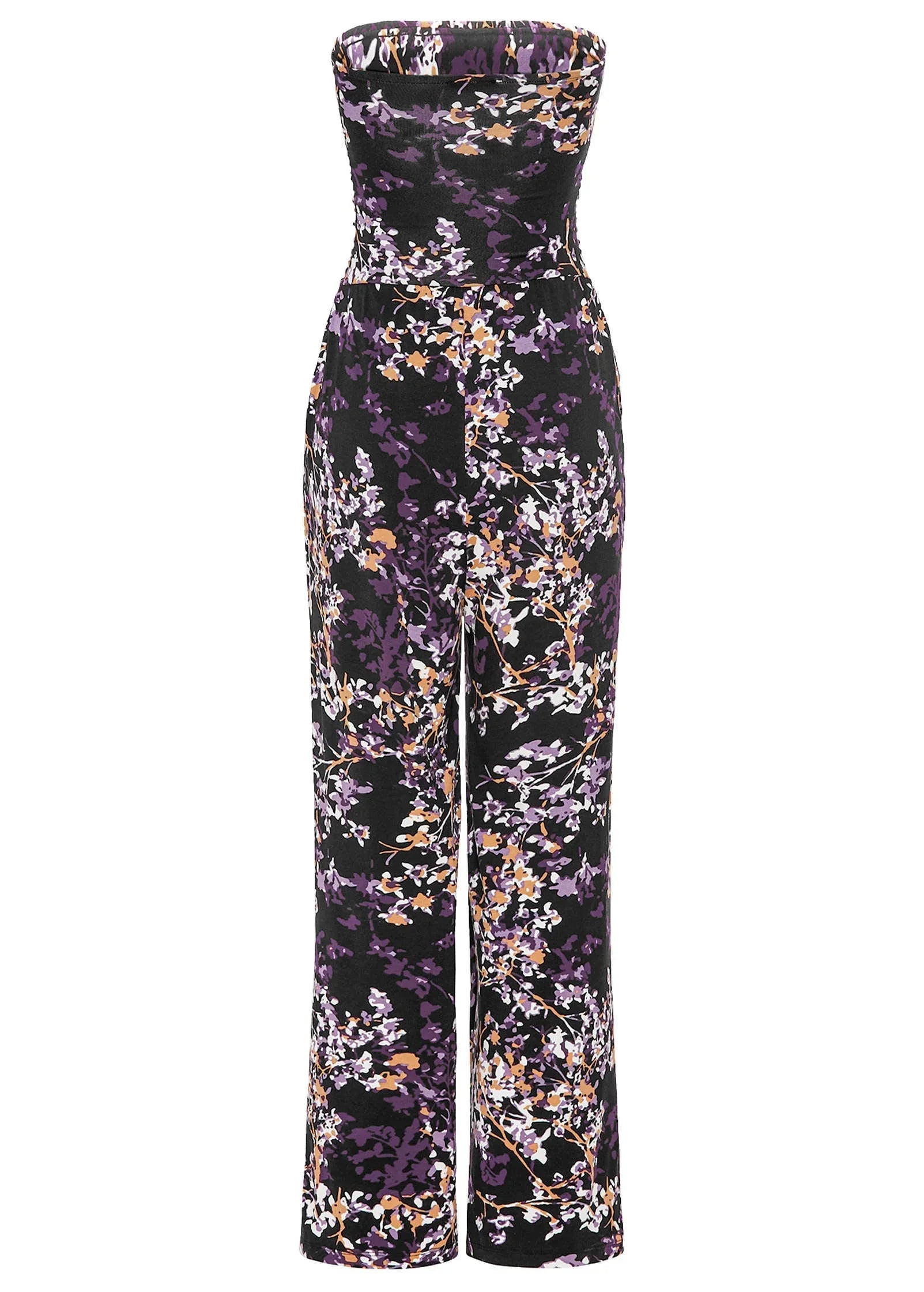 Strapless Printed Jumpsuit Purple Multi