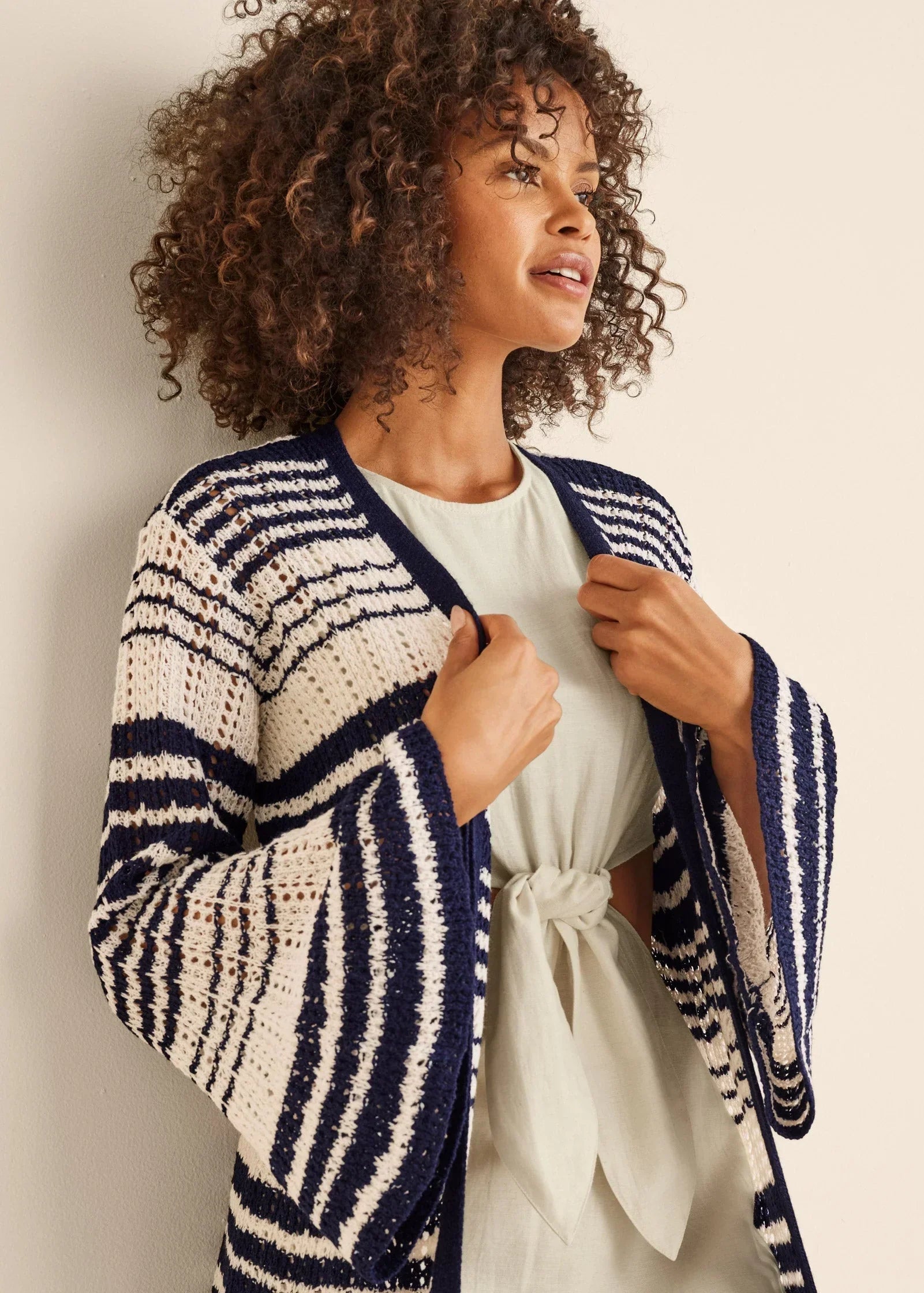 Stripe Duster Navy Multi