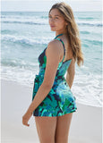 Wrap Swim Dress Desert Floral Blue