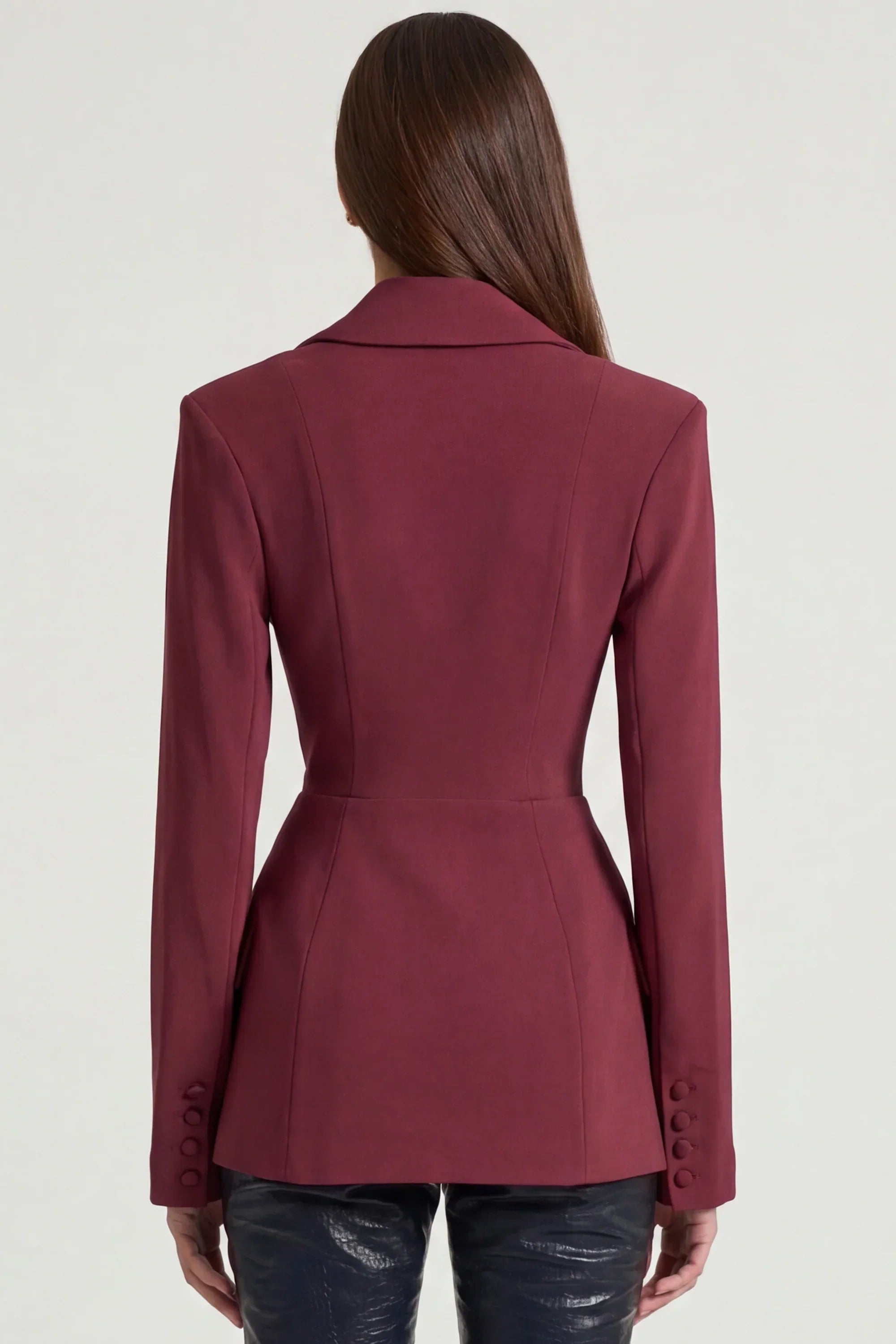 Structured Double Breasted Blazer in Burgundy