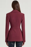 Structured Double Breasted Blazer in Burgundy