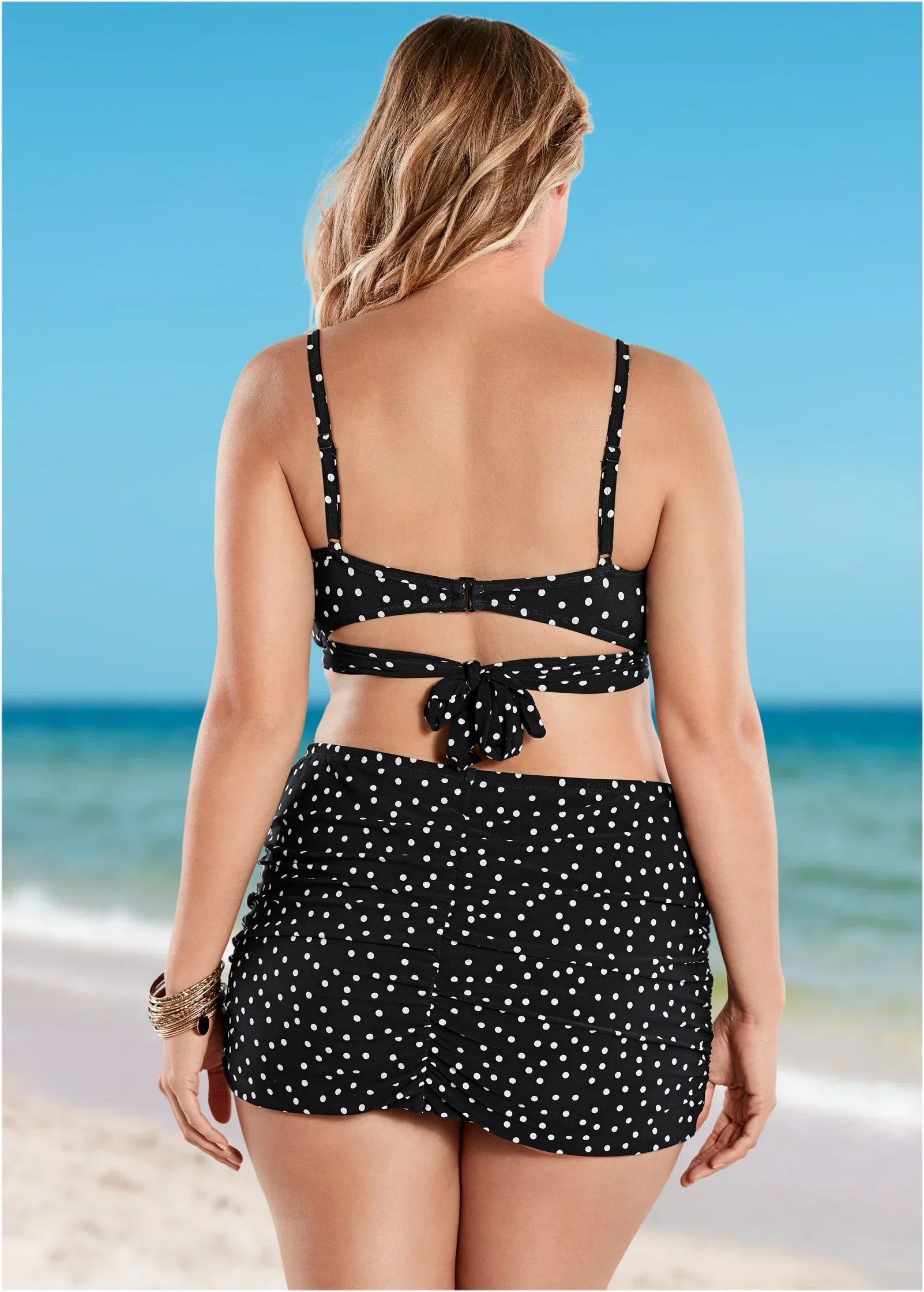 Criss Cross Wrap Top Black Vintage Dot