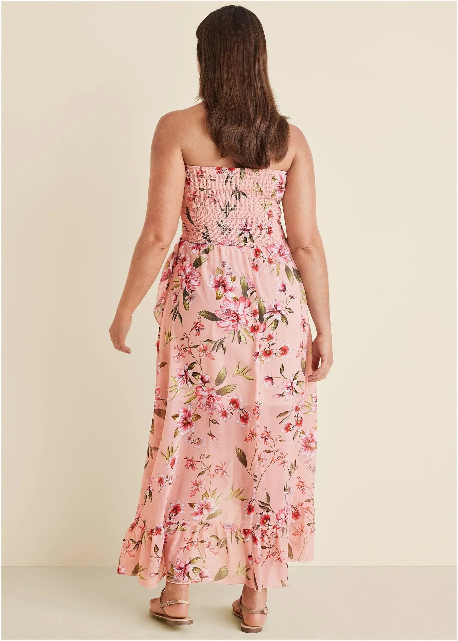 Strapless Ruffle Maxi Ethereal Floral