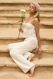 Wide Leg Cotton Poplin Trousers in White