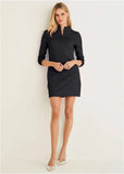 Ponte Zip Front Mini Dress Jet Black