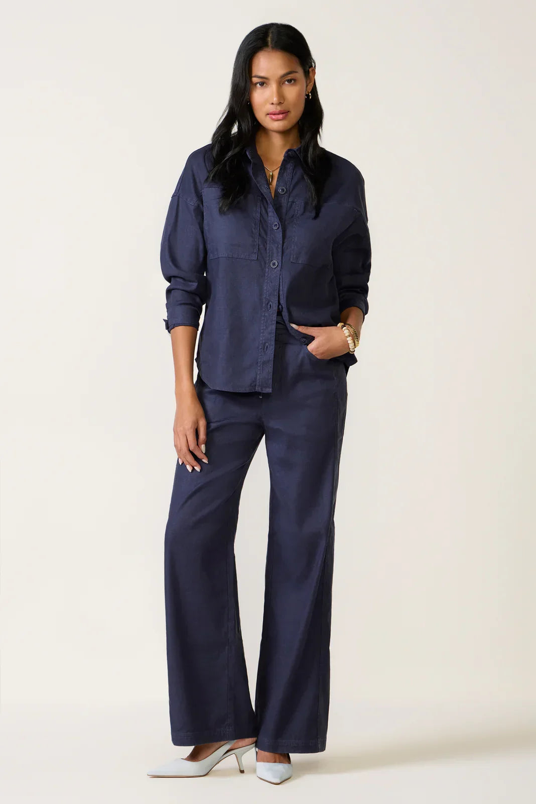 Joelle Stretch Linen Trouser with Tie Waist