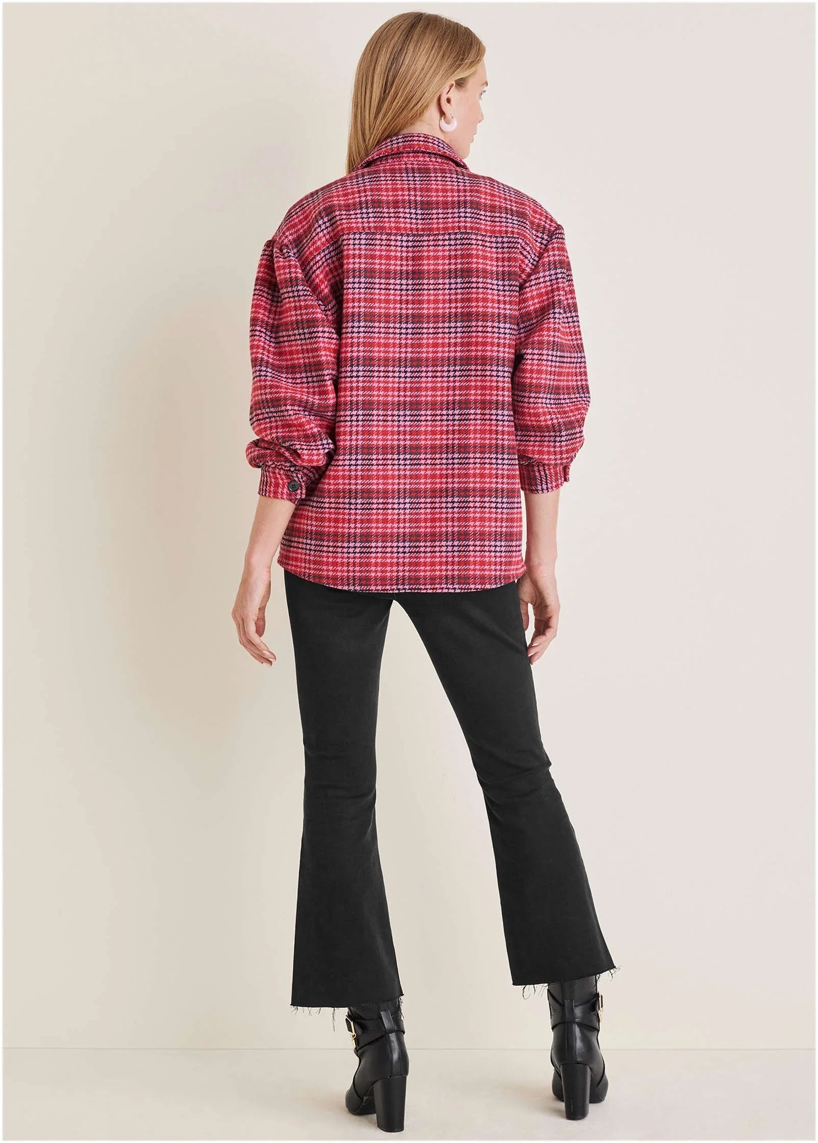 Plaid Shacket Red Multi