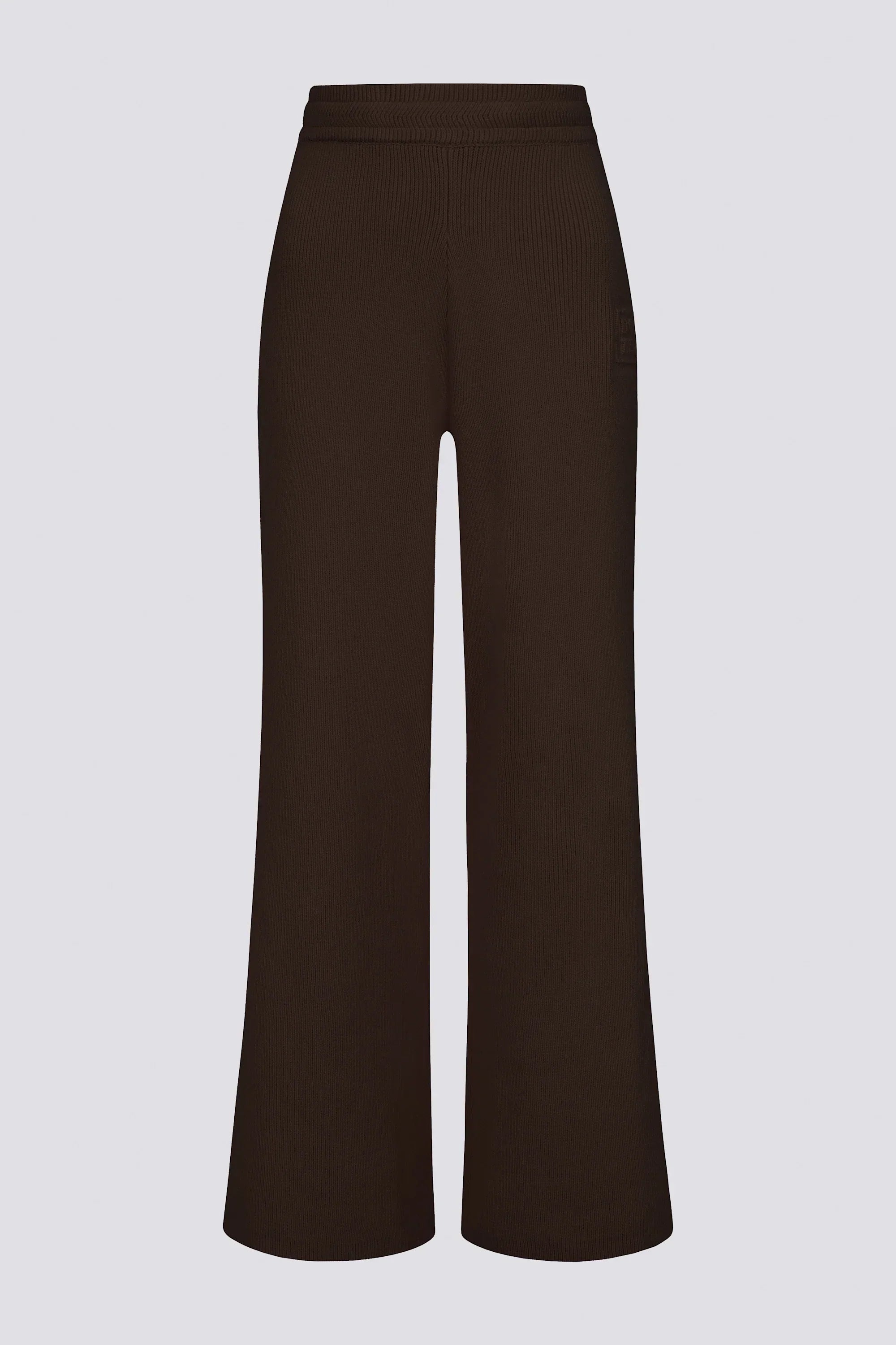 Ribbed Knit Wide Leg Joggers in Pecan