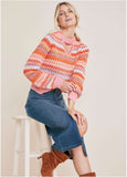Fair Isle Mock Neck Sweater Peach Dust