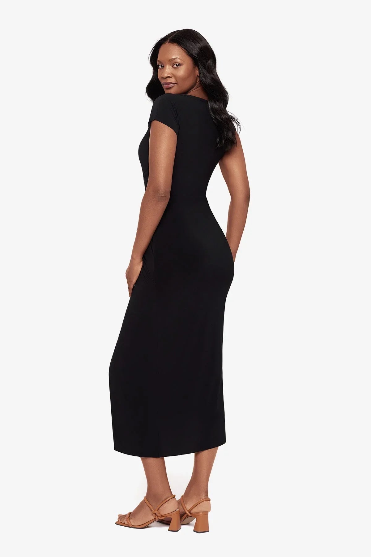 Loki Wrap Front Shaping Dress in Black