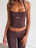 KITTIE BUCKLE TOP CHOCOLATE