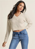 V Neck Sweater White Multi
