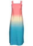 Linen Grommet Detail Midi Pink Blue Dip Dye