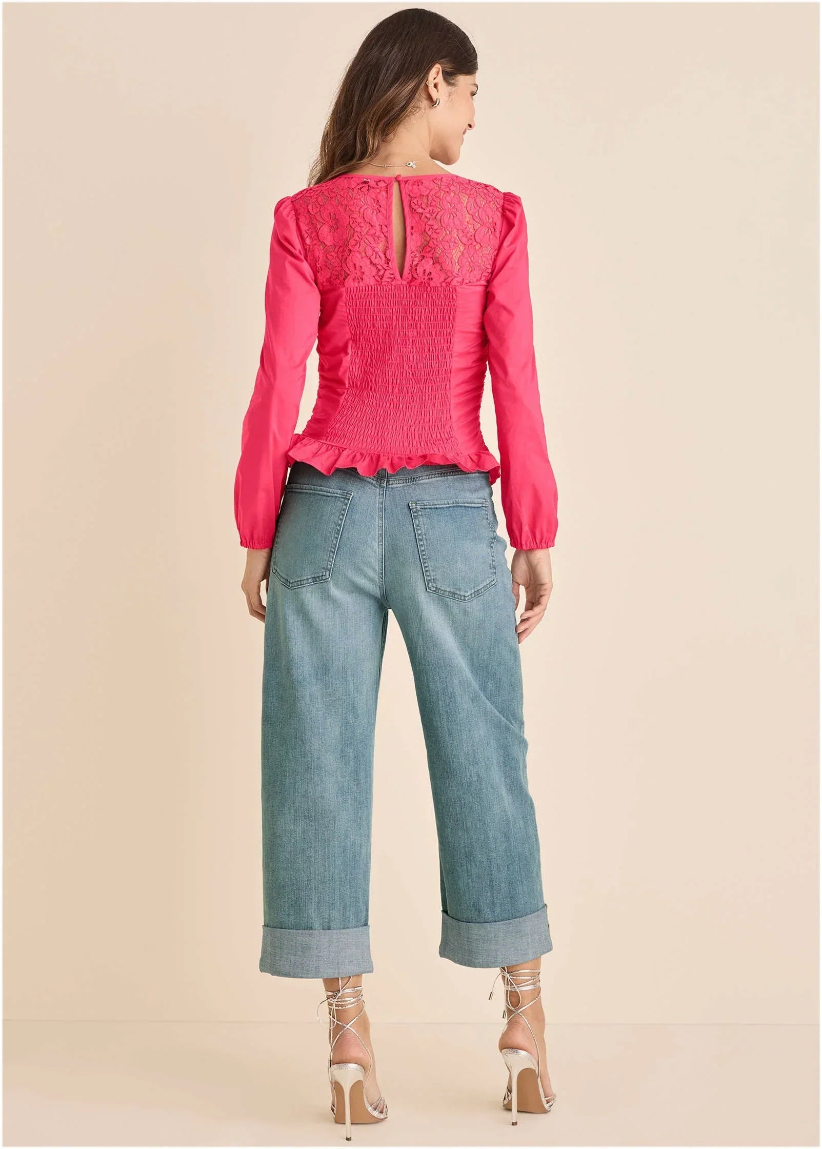 Lacquared Lace Long Sleeve Azalea