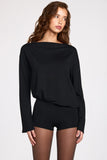 Modal Long Sleeve Backless Romper in Black