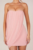 Bandeau Draped Mini Dress in Blush Pink