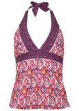 Athens Halter Tankini Top Royal Mosaic