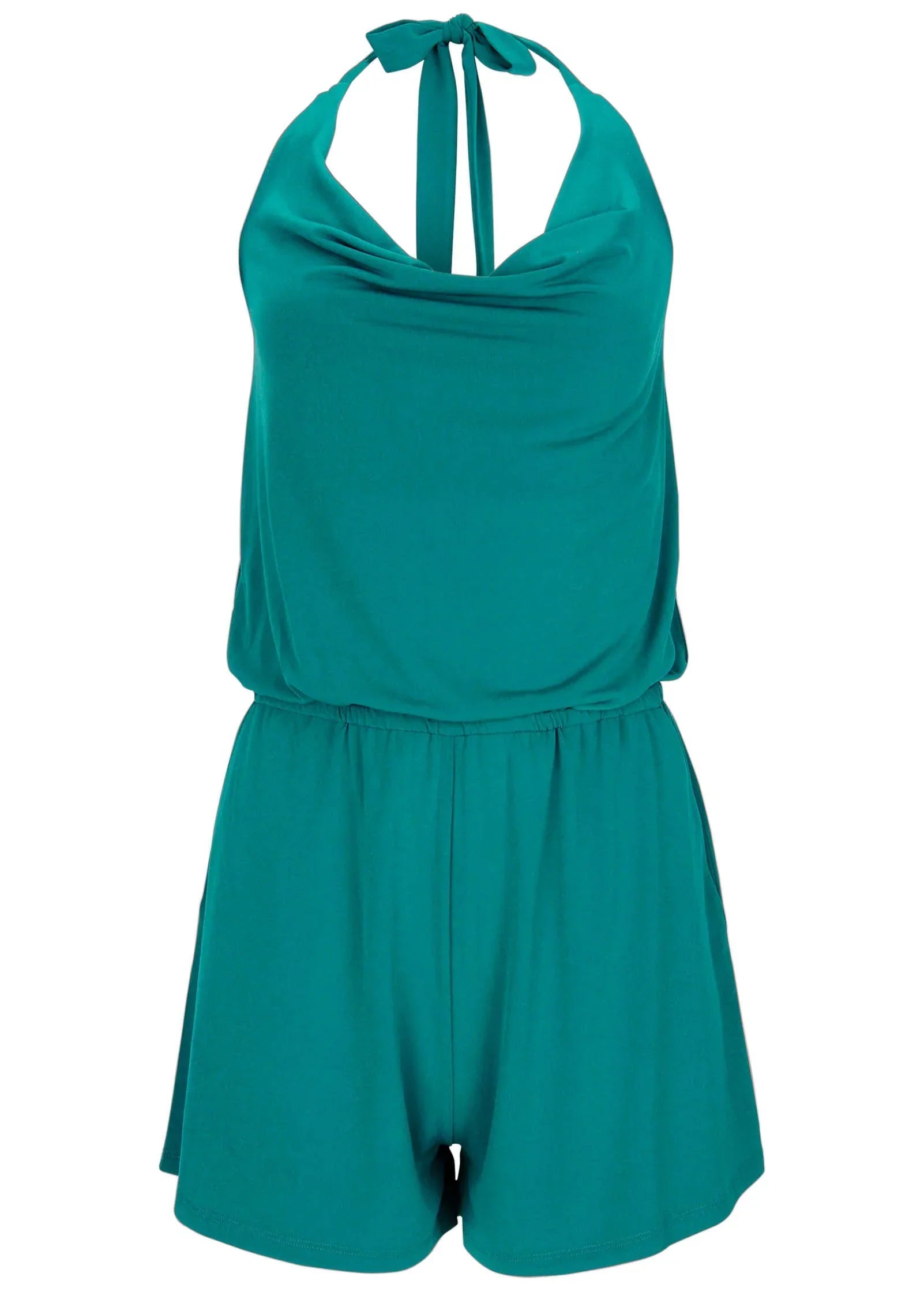 Cowl Neck Cover Up Romper Teal