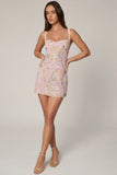 Embellished A line Mini Dress in Soft Pink