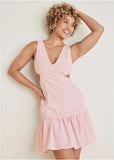 Fluted Satin Mini Dress Lilac