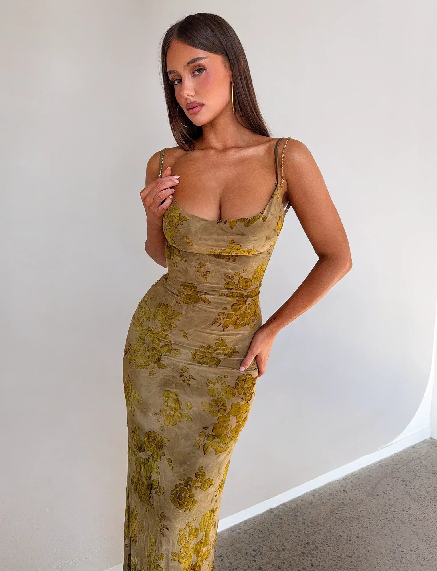 SPARROW MAXI DRESS GREEN BURNOUT