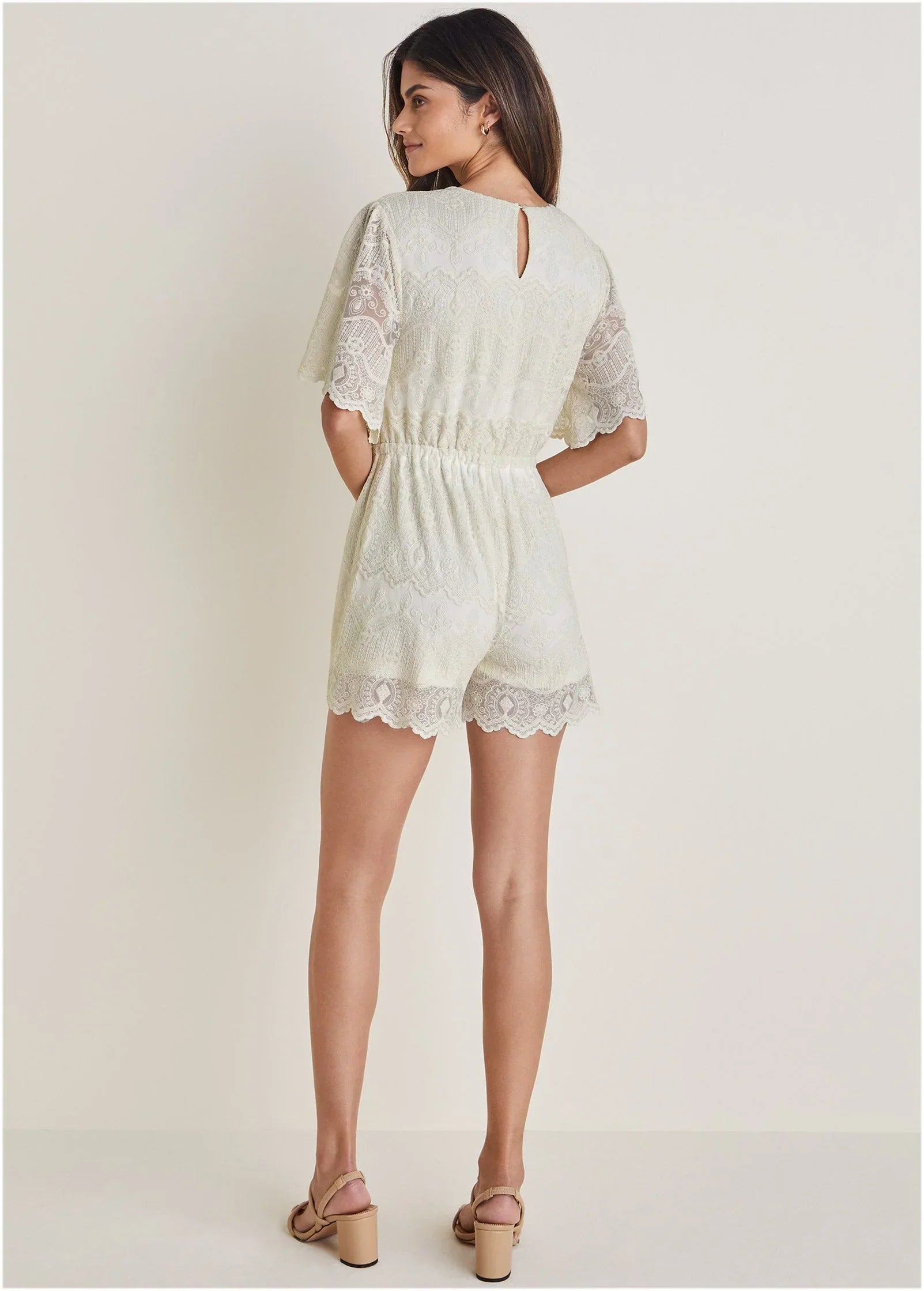 Lace Romper Cream
