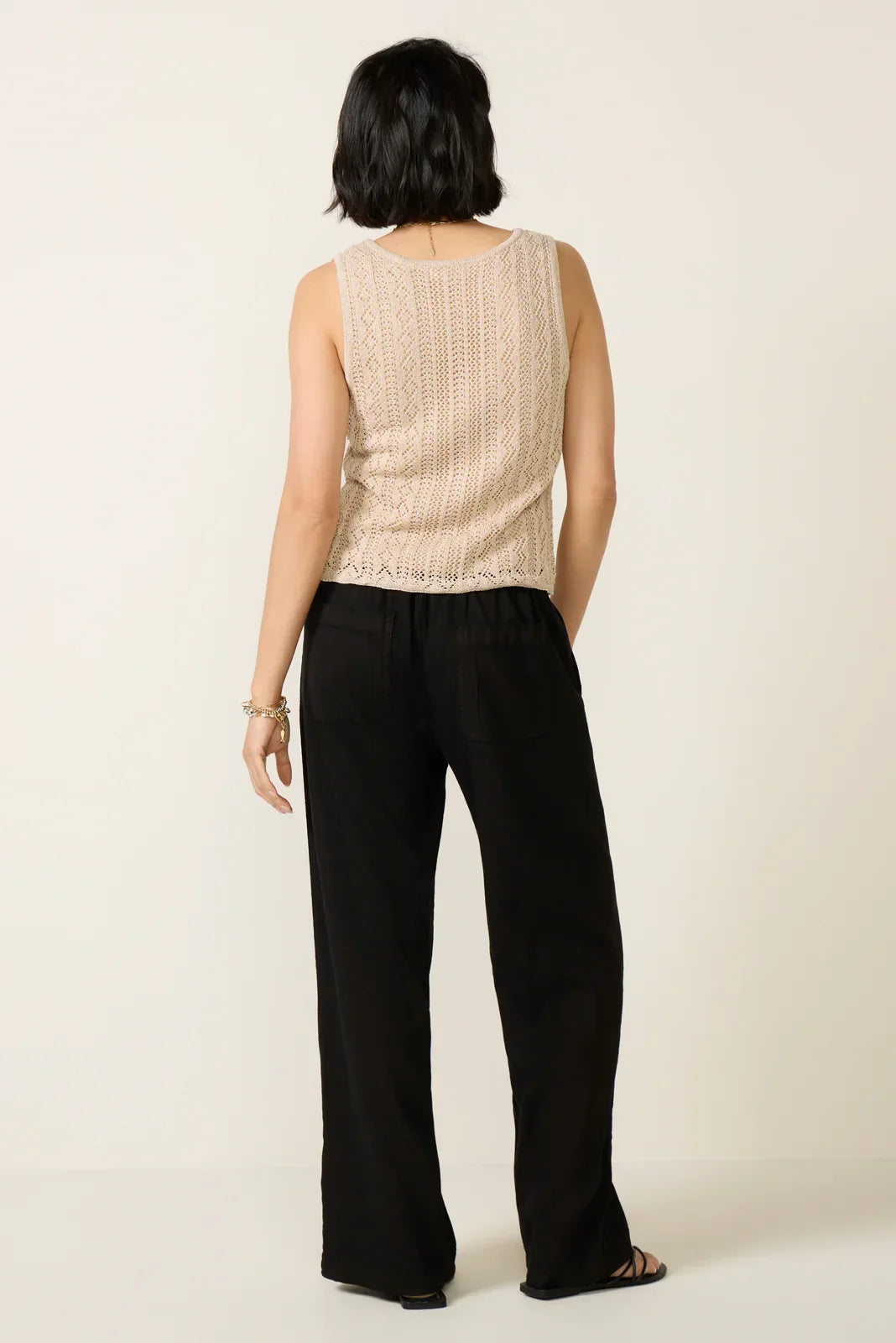 Petite Maya Wide Leg Linen Ankle Pant