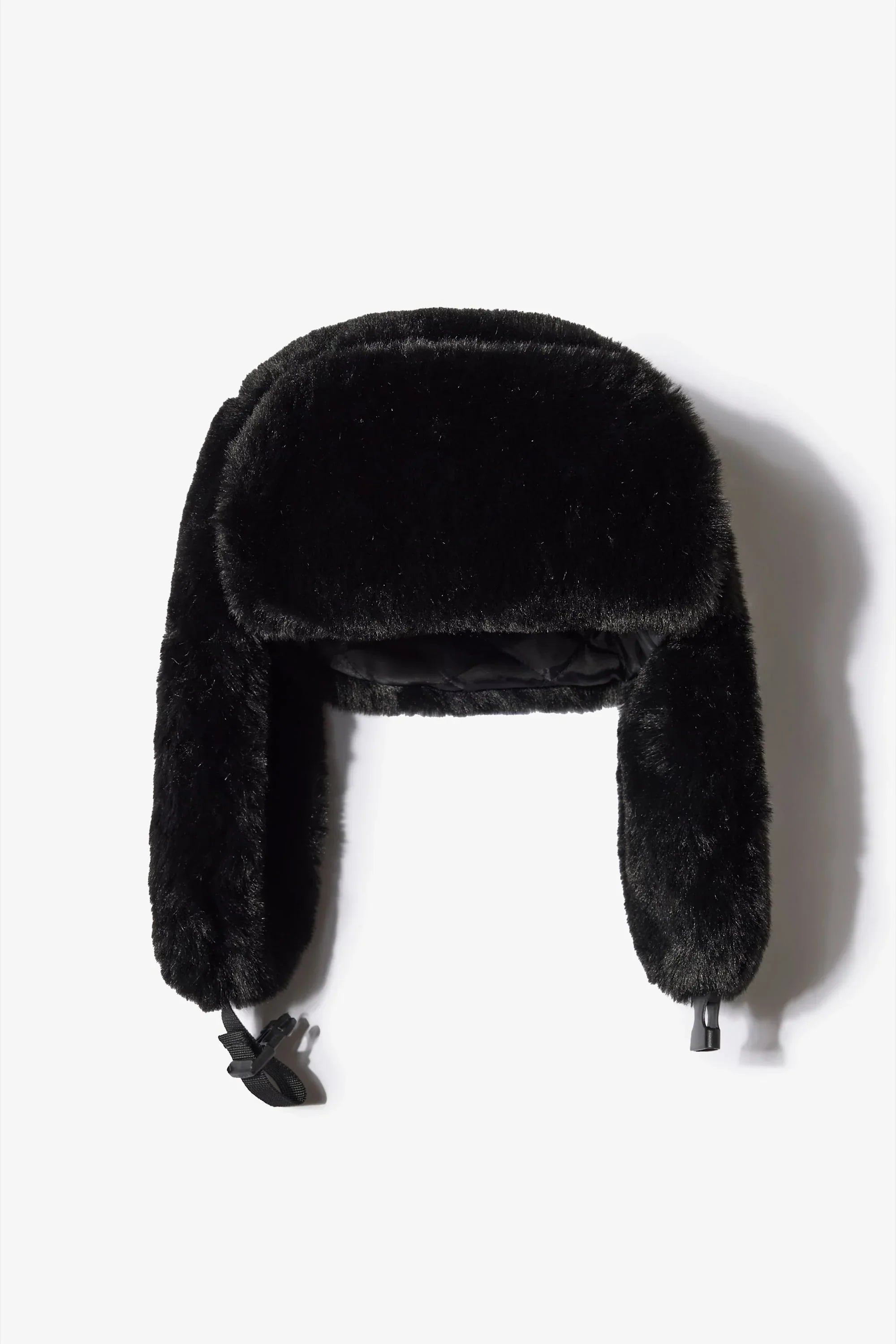 Faux Fur Trapper Hat in Black
