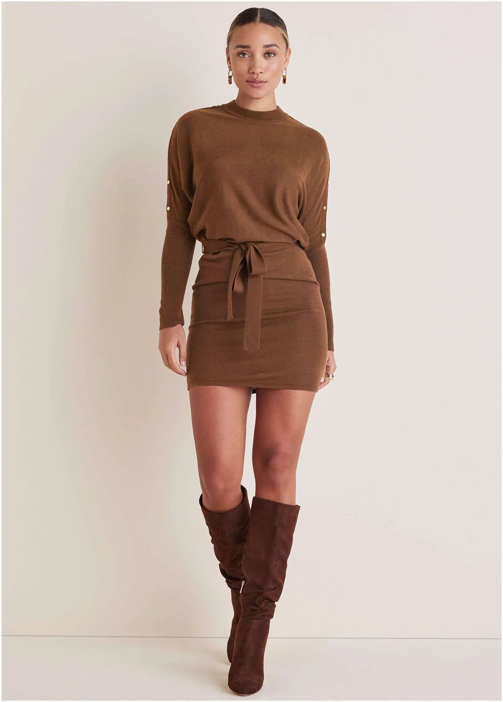 Dolman Sleeve Sweater Dress Chocolate Fondant